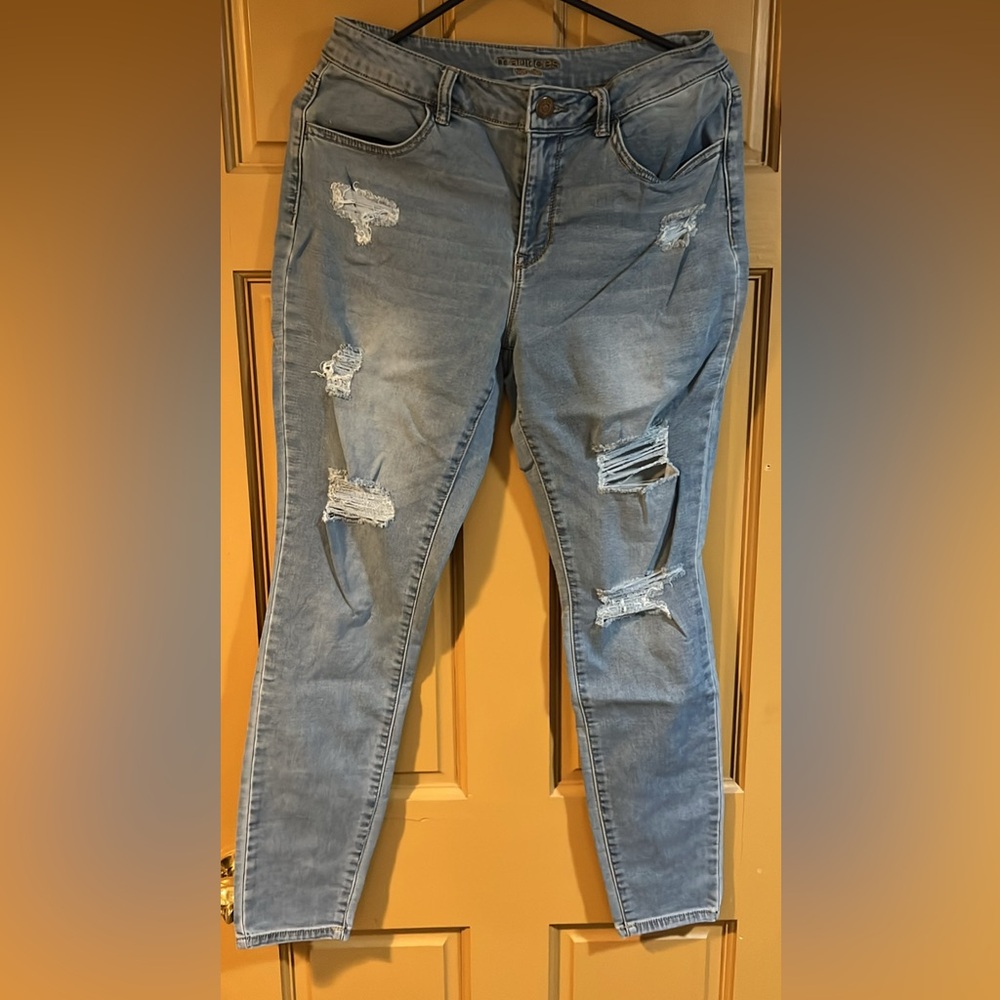 Distressed Blue Jeans